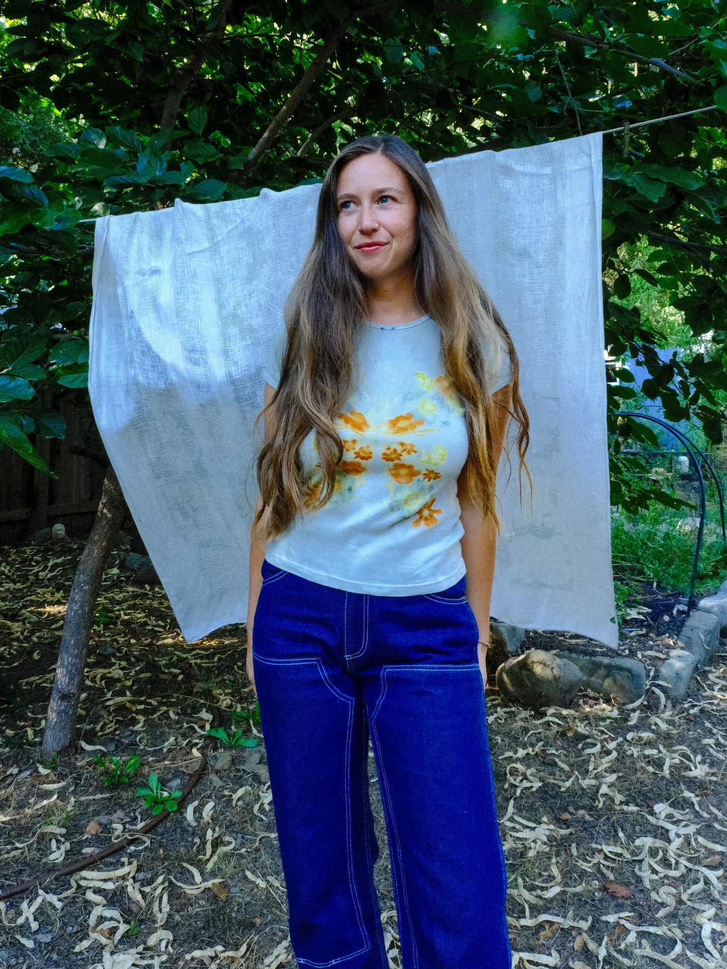 Scabiosa Eco-printed Butterfly Tee