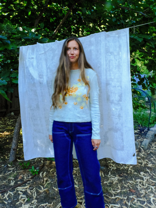 Scabiosa Eco-printed Butterfly Long Sleeve Tee