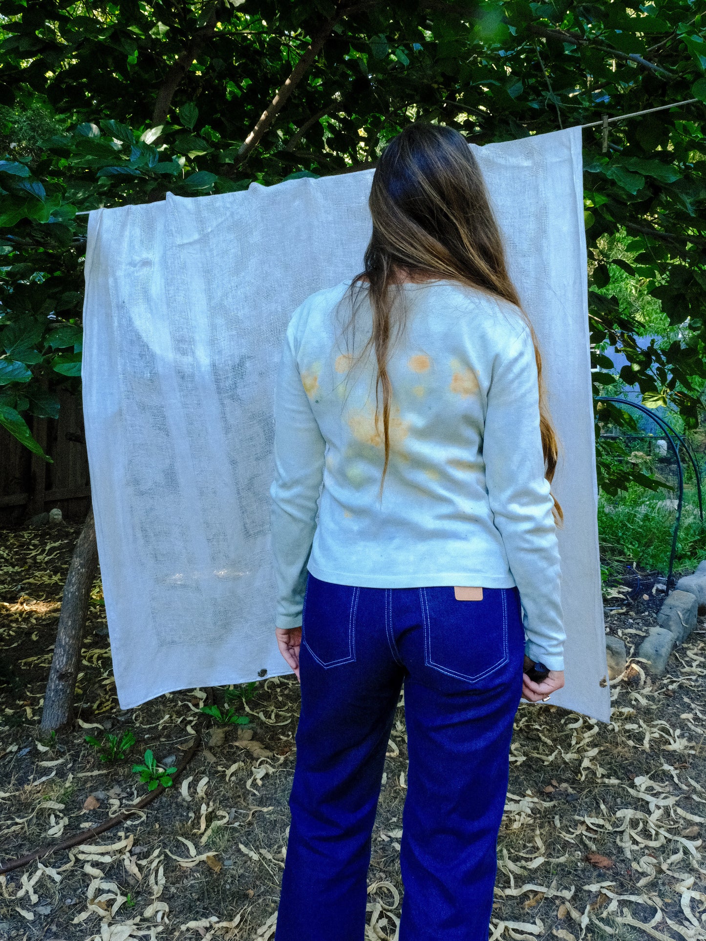 Scabiosa Eco-printed Butterfly Long Sleeve Tee