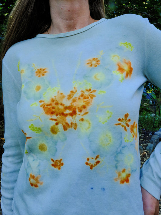 Scabiosa Eco-printed Butterfly Long Sleeve Tee