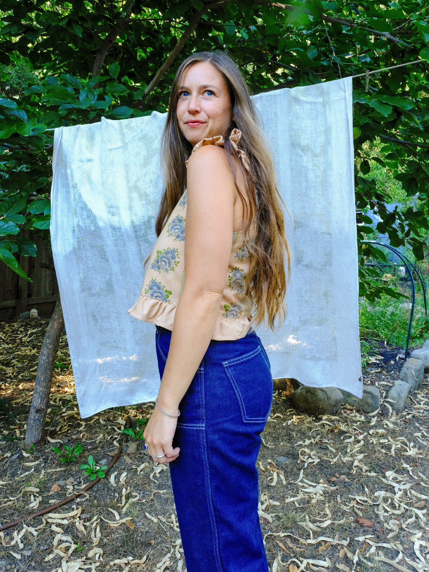 Cutch Floral Patterned Ruffle Tank