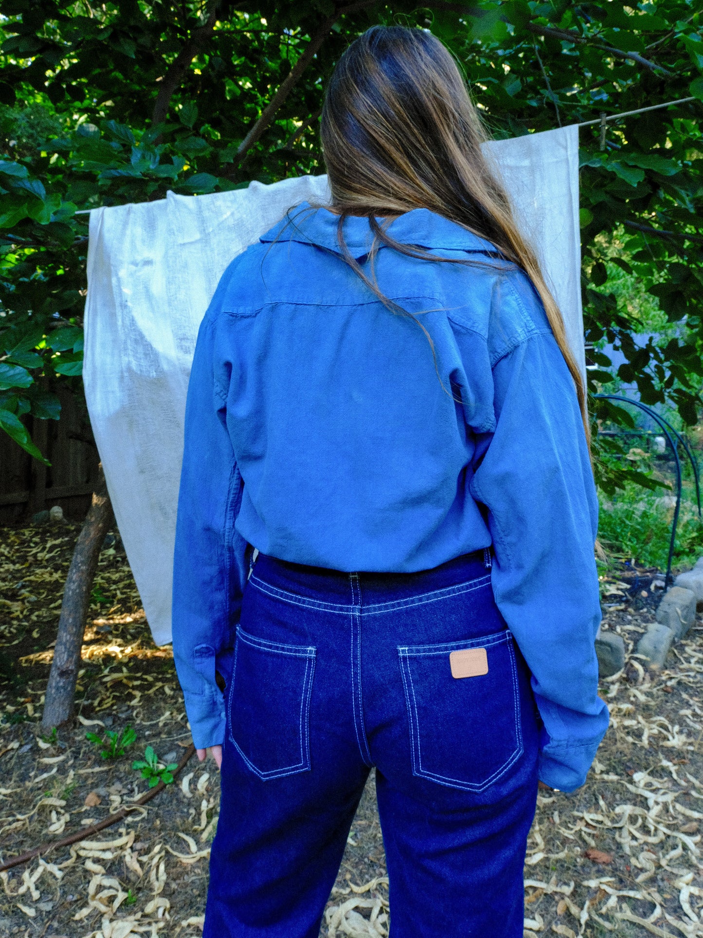 Indigo Rounded Yoke Collared Blouse