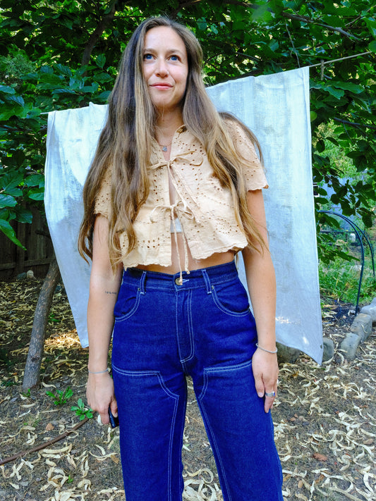 Cutch Eyelet Tie Top