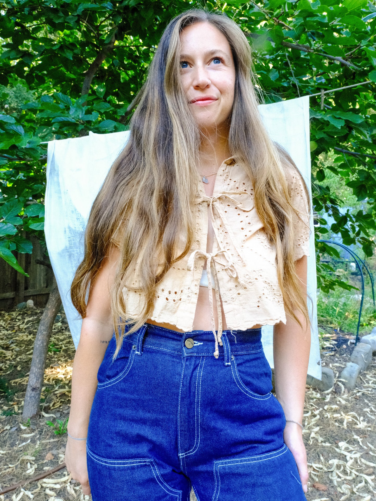 Cutch Eyelet Tie Top