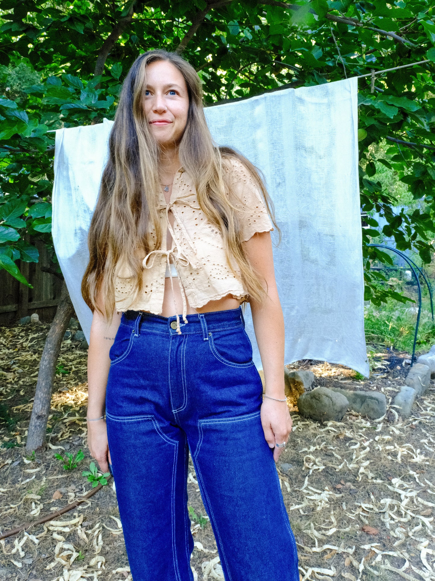 Cutch Eyelet Tie Top