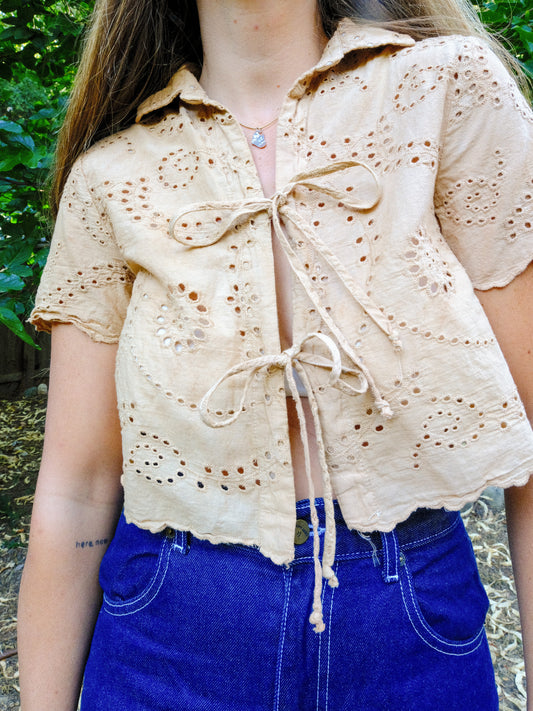Cutch Eyelet Tie Top