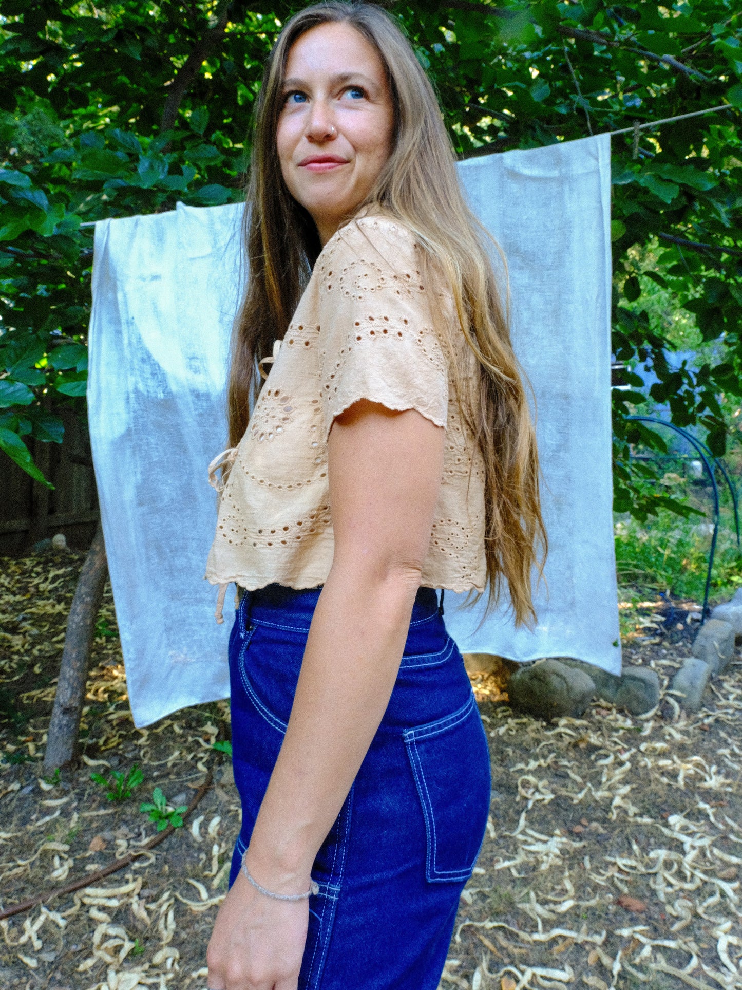 Cutch Eyelet Tie Top