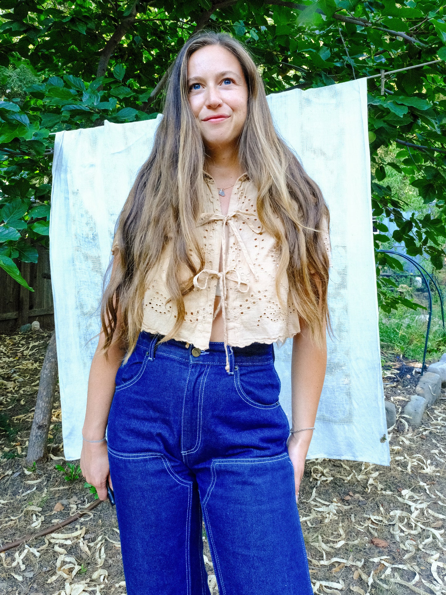 Cutch Eyelet Tie Top