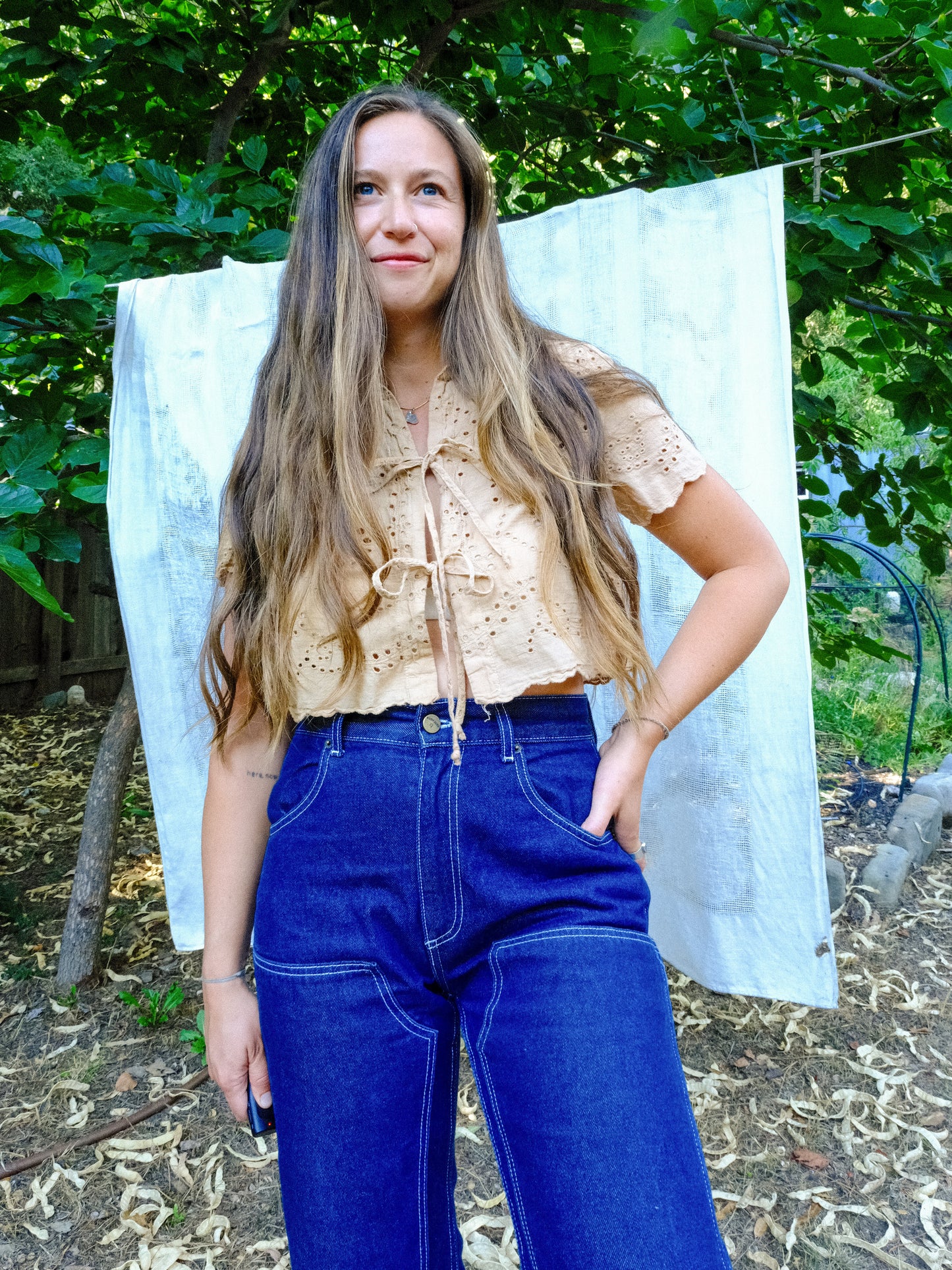 Cutch Eyelet Tie Top