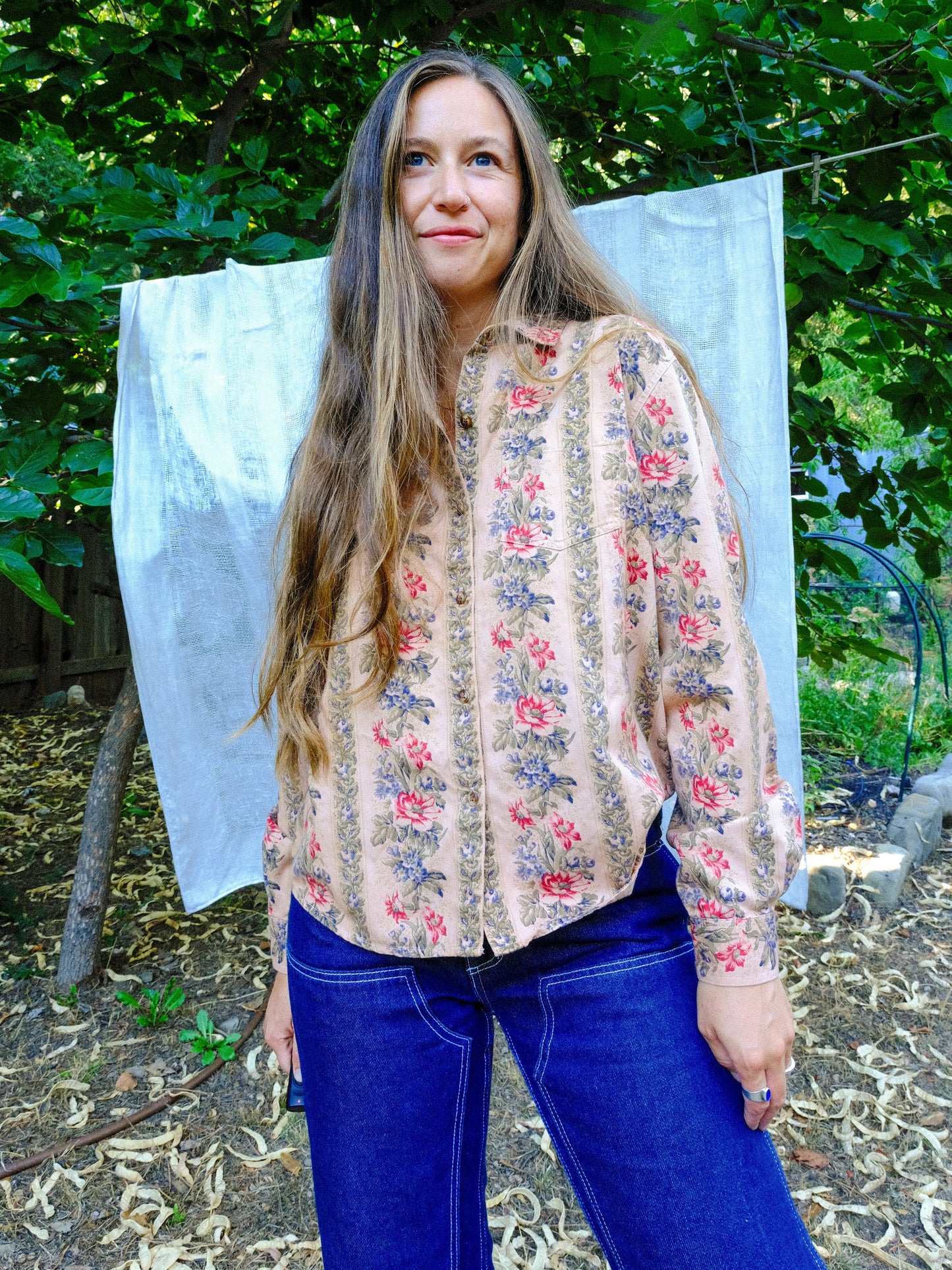 Cutch Floral Striped Long Sleeve Blouse