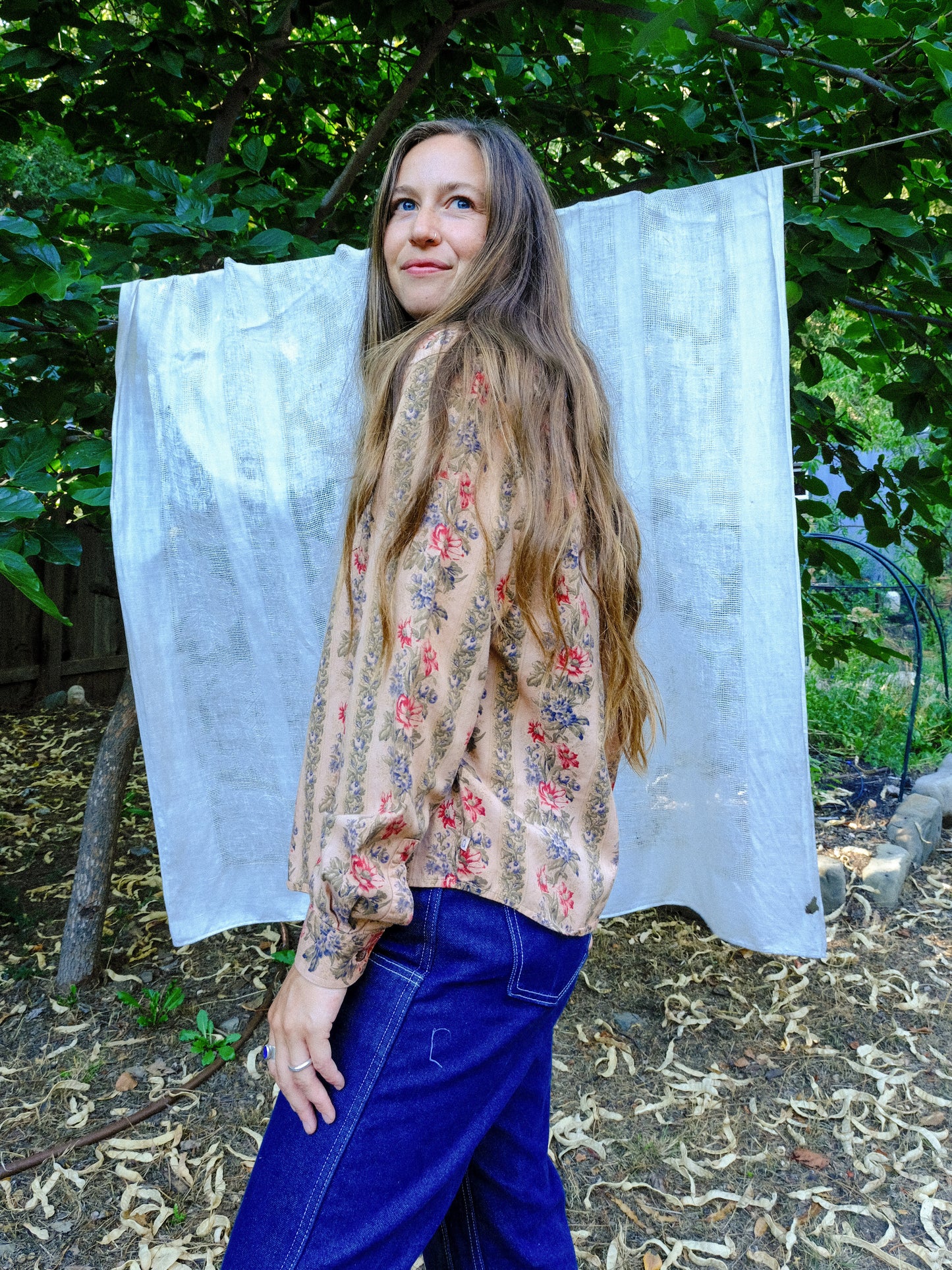 Cutch Floral Striped Long Sleeve Blouse