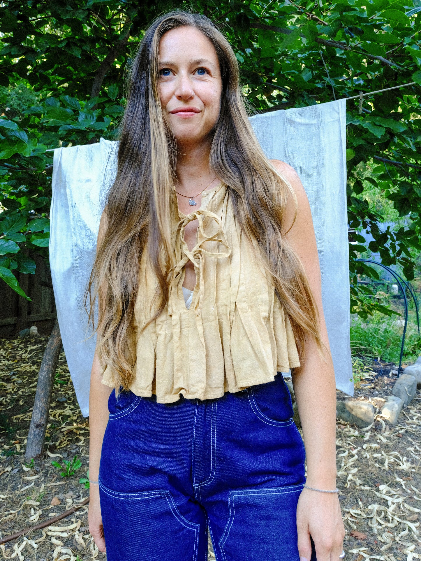 Osage & Chestnut Pleated Tank Blouse