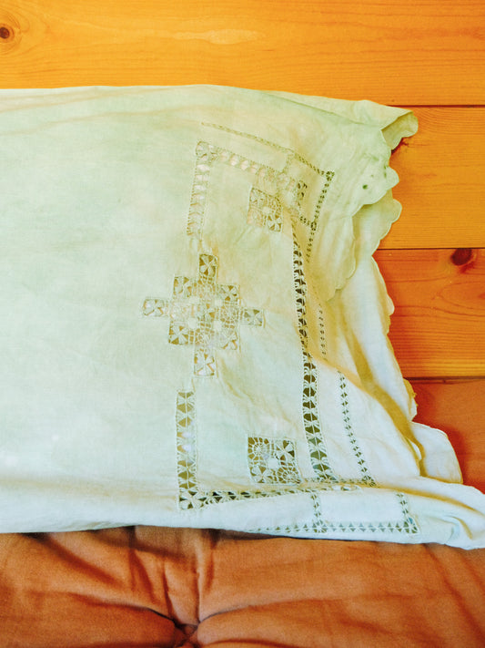 Vintage Chlorophyllin Scalloped Edge Pillowcase