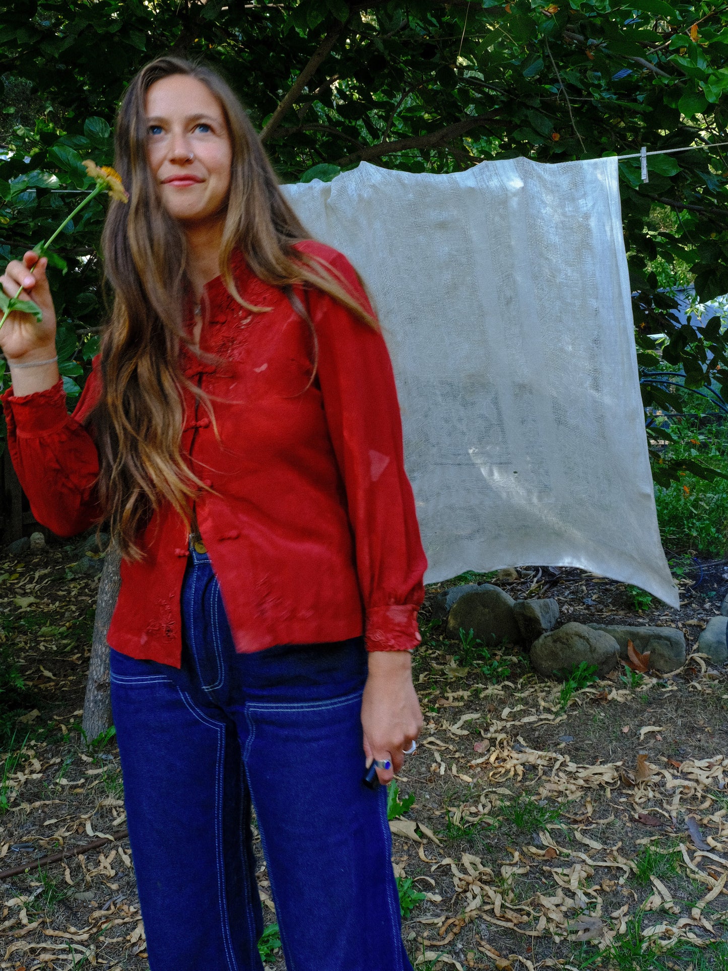 Madder 100% Silk Embroidered Blouse