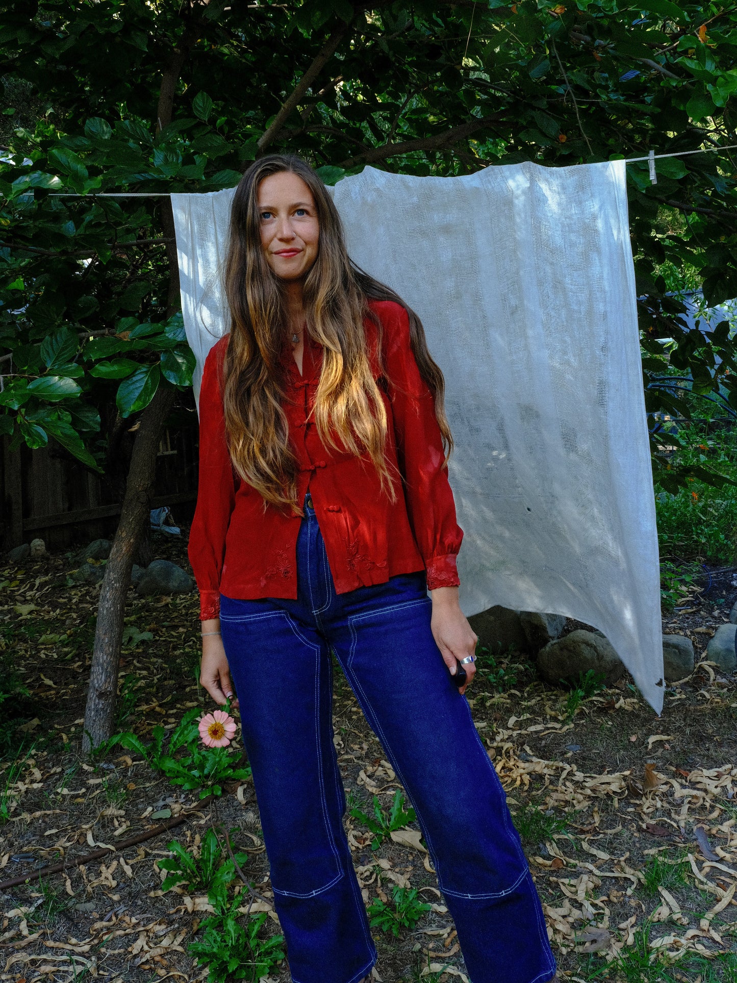 Madder 100% Silk Embroidered Blouse