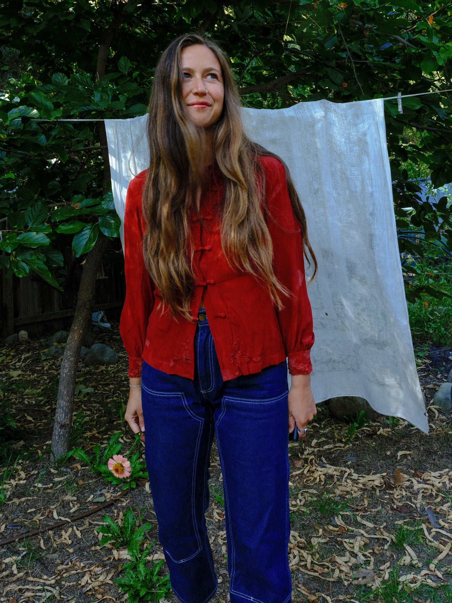 Madder 100% Silk Embroidered Blouse