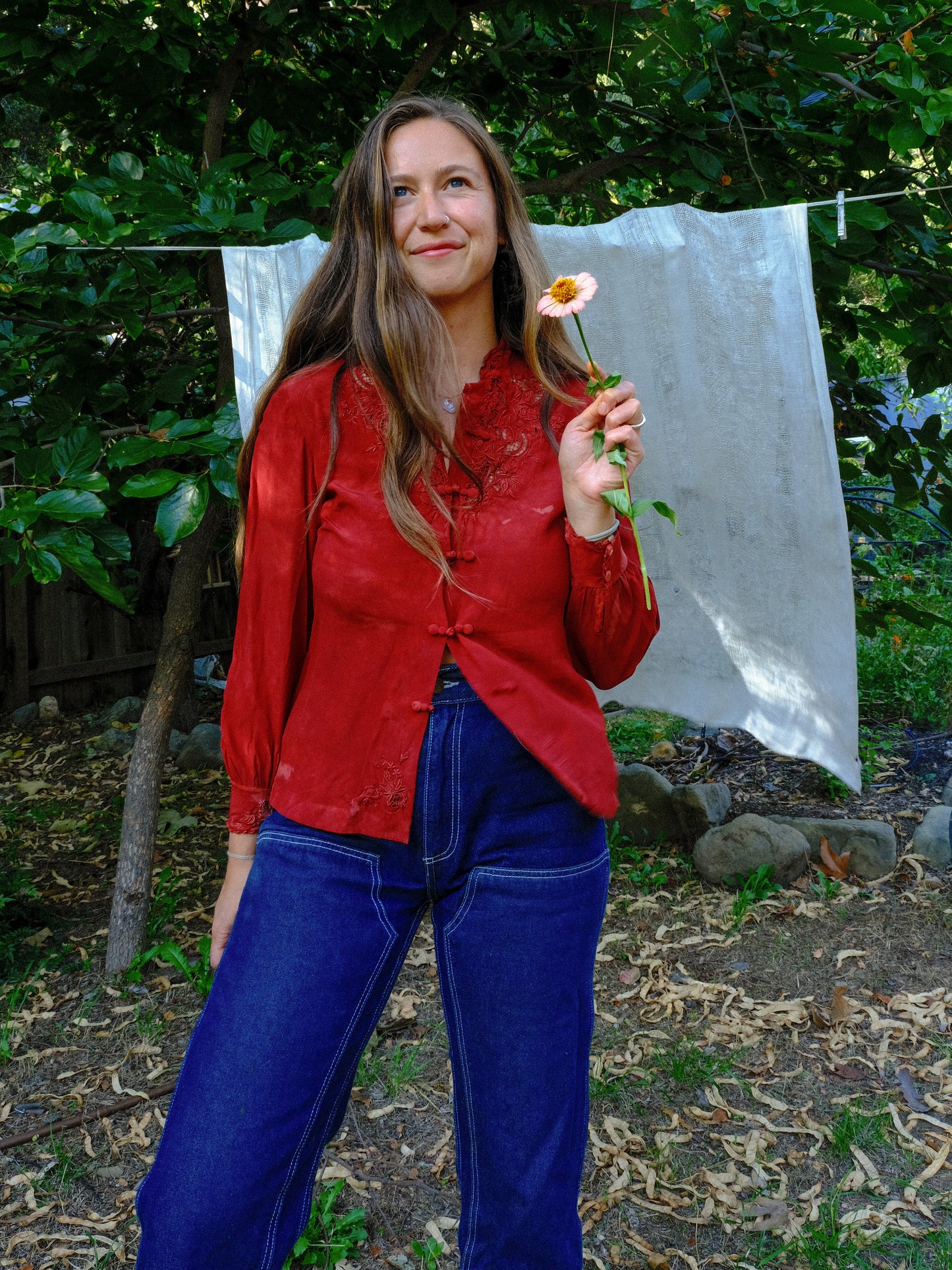 Madder 100% Silk Embroidered Blouse