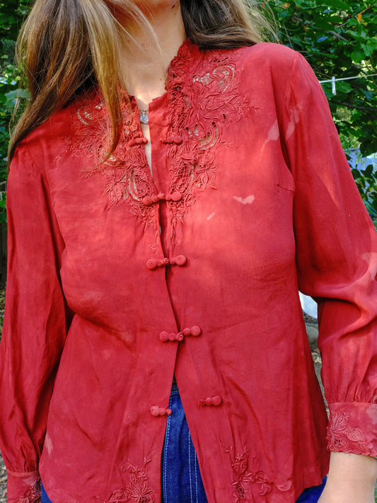 Madder 100% Silk Embroidered Blouse