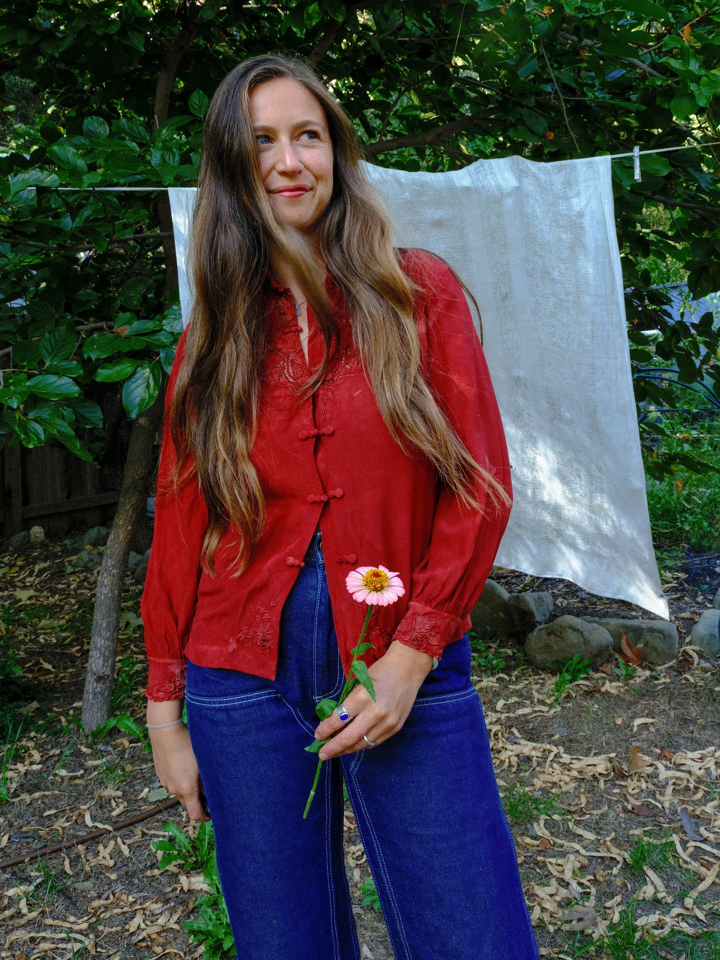 Madder 100% Silk Embroidered Blouse