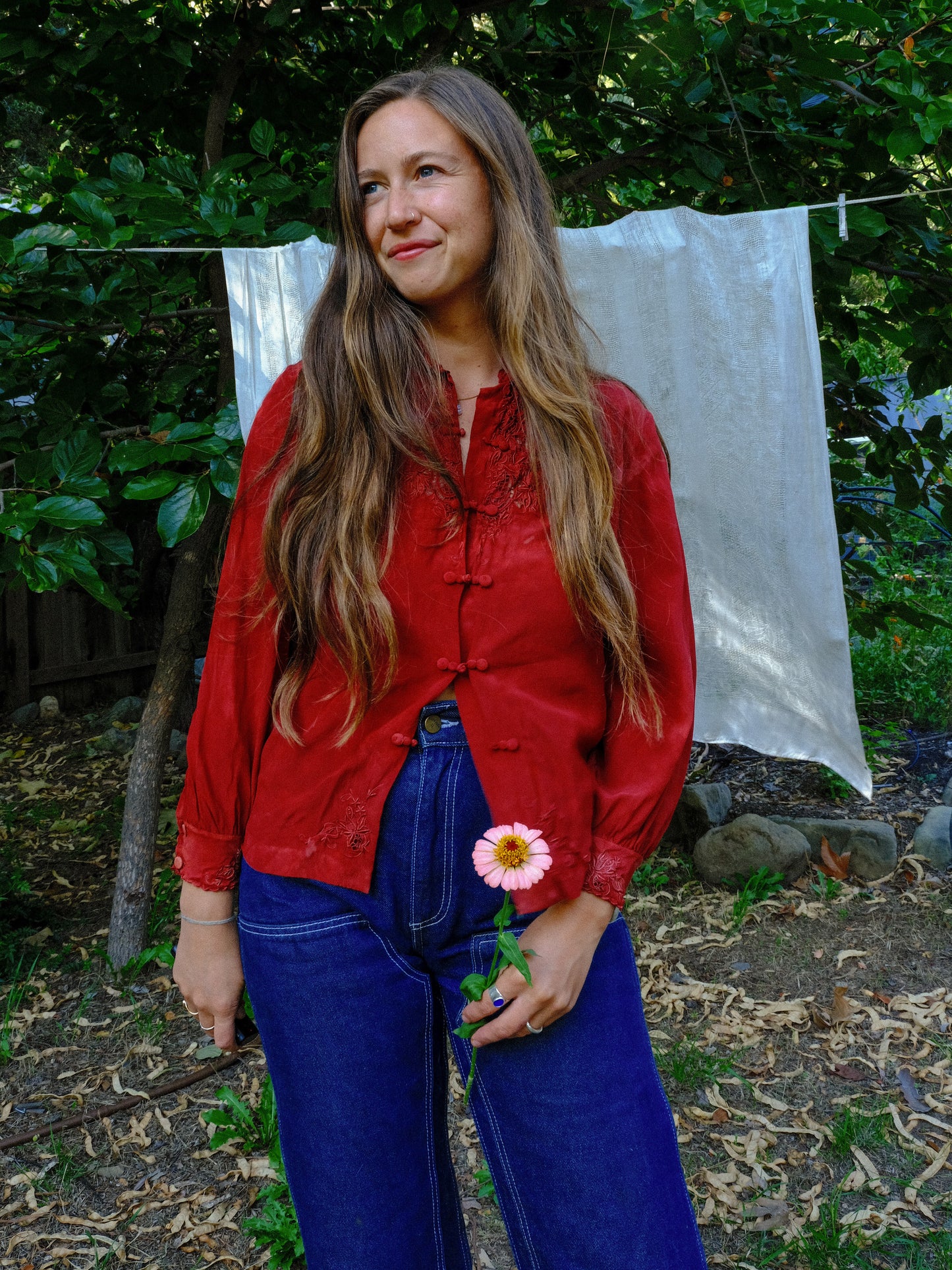 Madder 100% Silk Embroidered Blouse