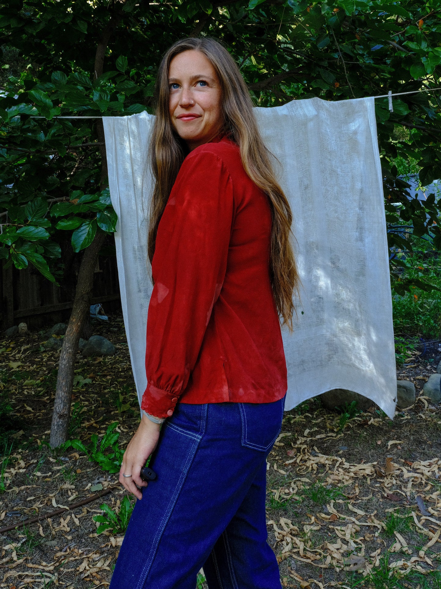 Madder 100% Silk Embroidered Blouse