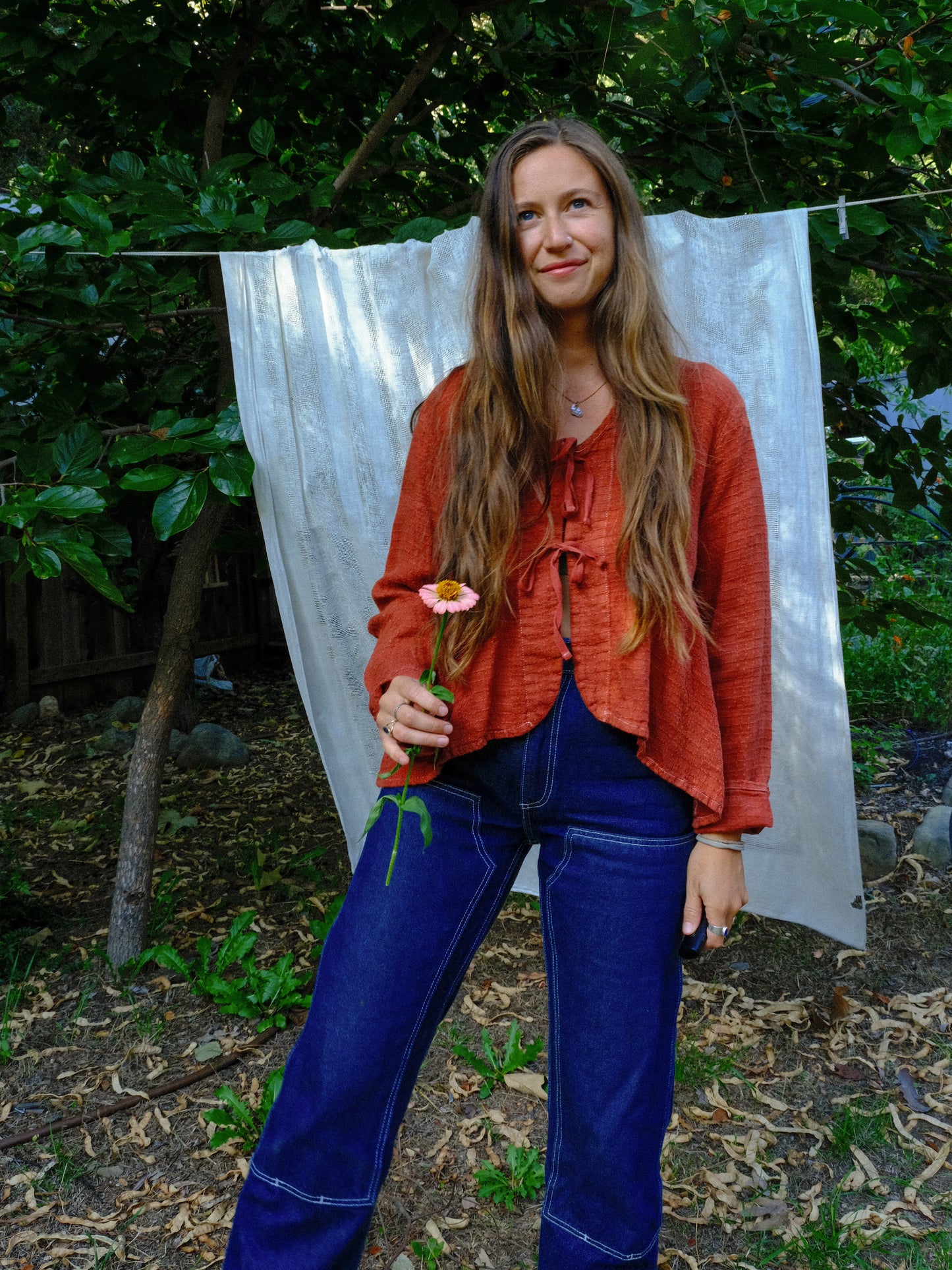 Madder 100% Linen Tie Blouse