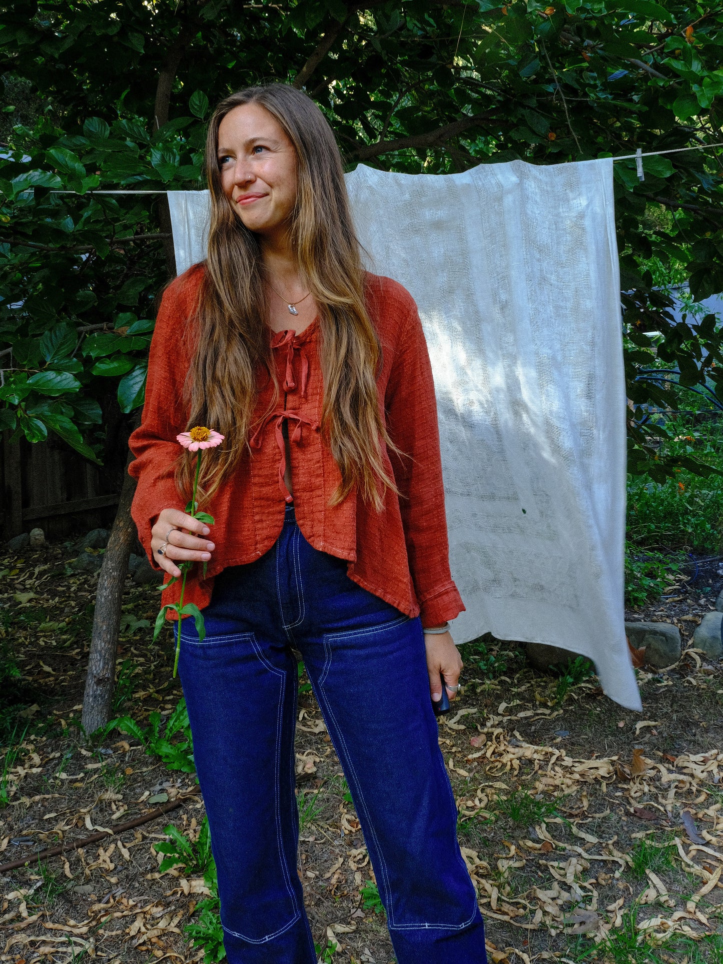 Madder 100% Linen Tie Blouse