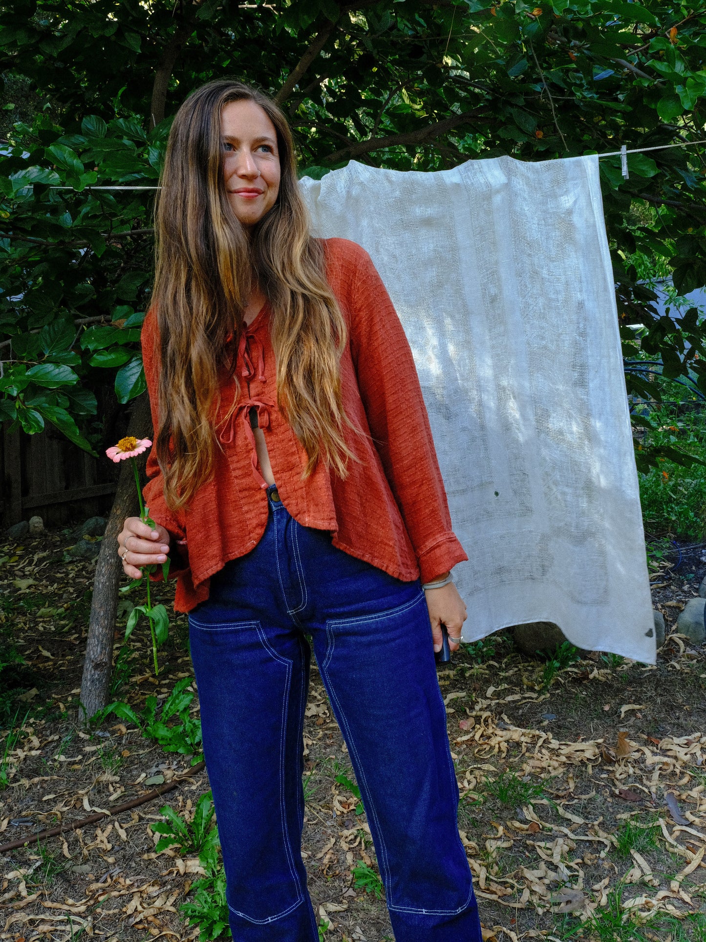 Madder 100% Linen Tie Blouse