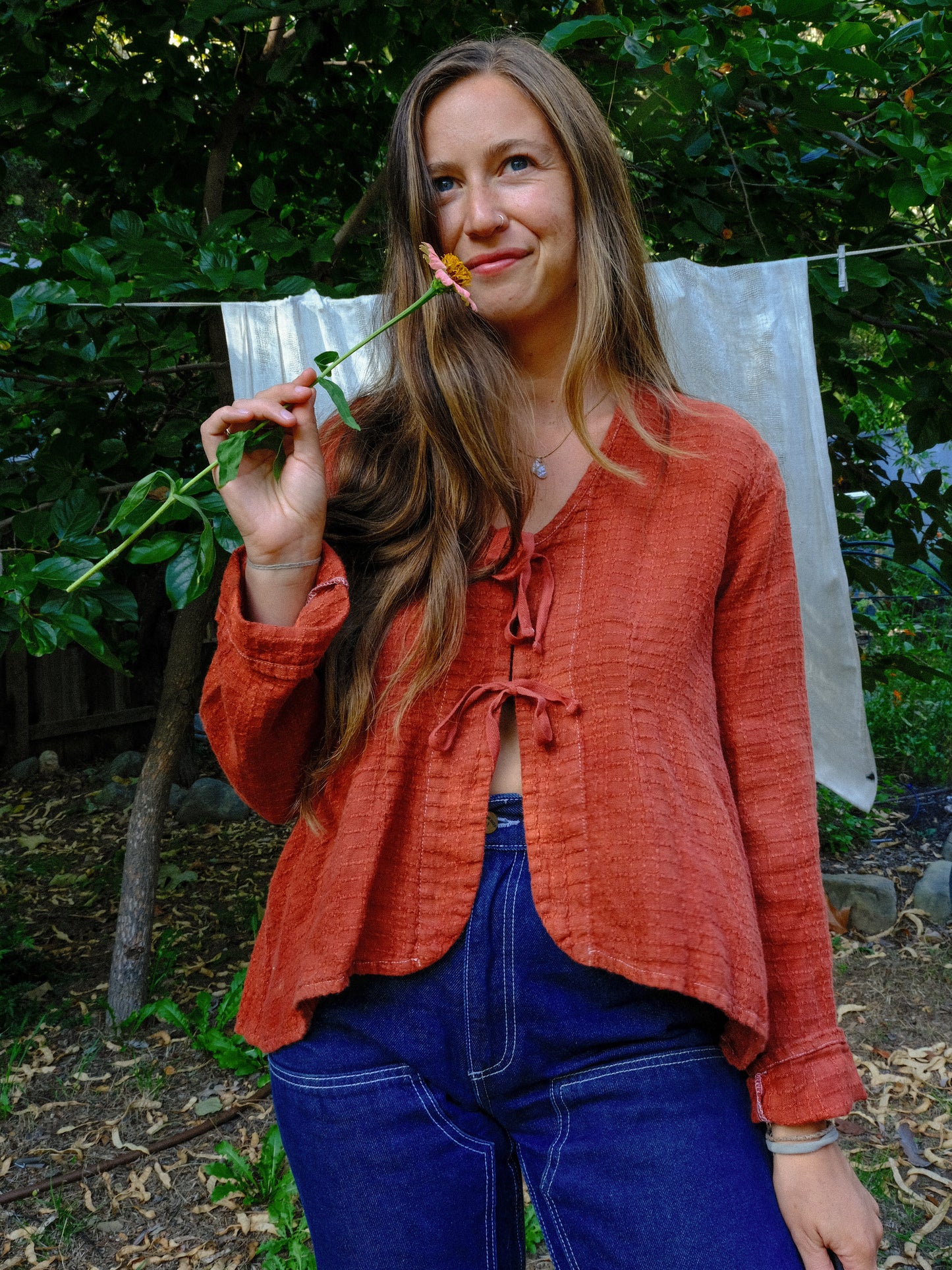 Madder 100% Linen Tie Blouse