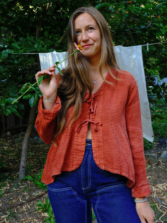 Madder 100% Linen Tie Blouse