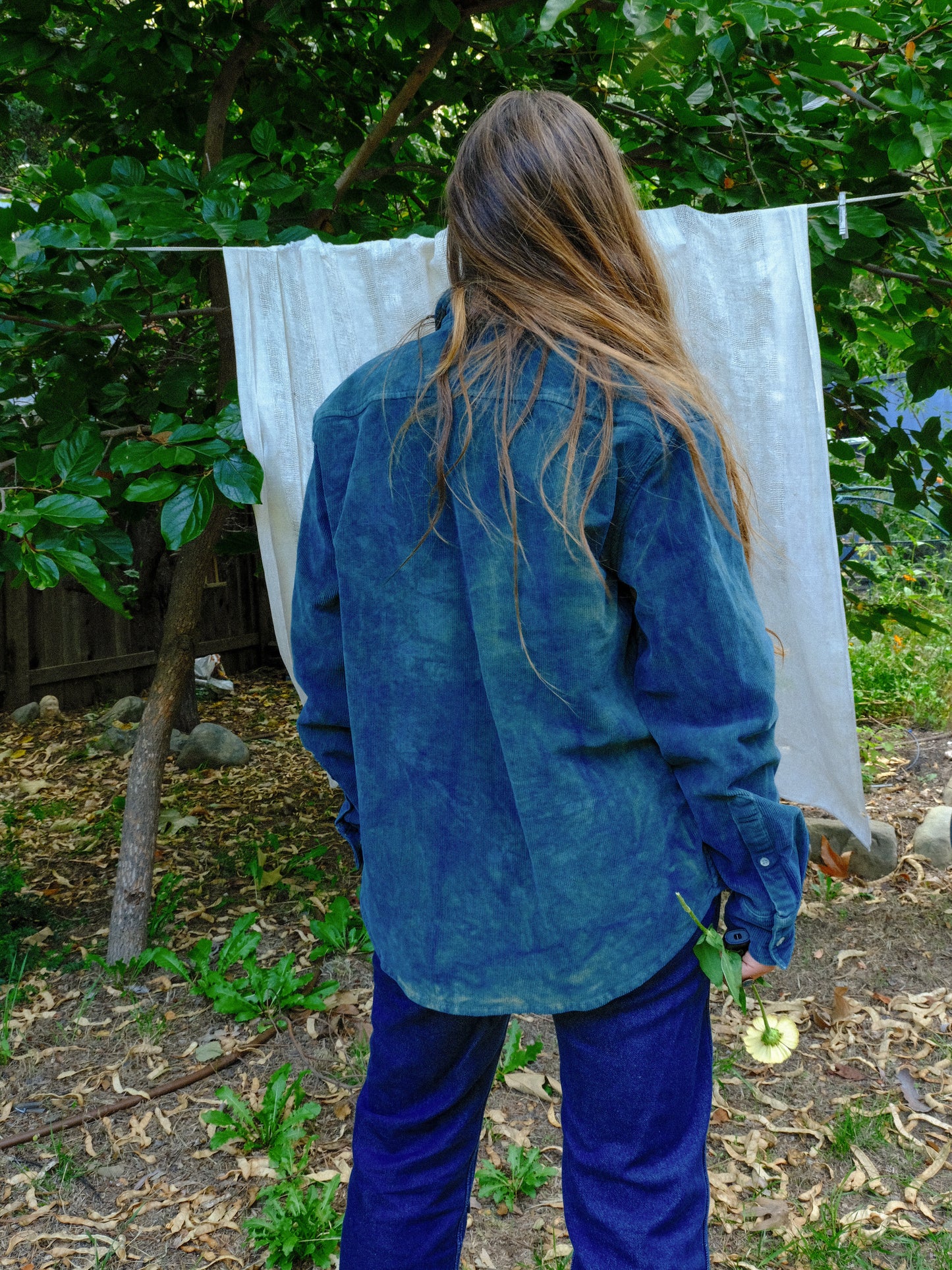 Indigo Corduroy Button Down Shirt