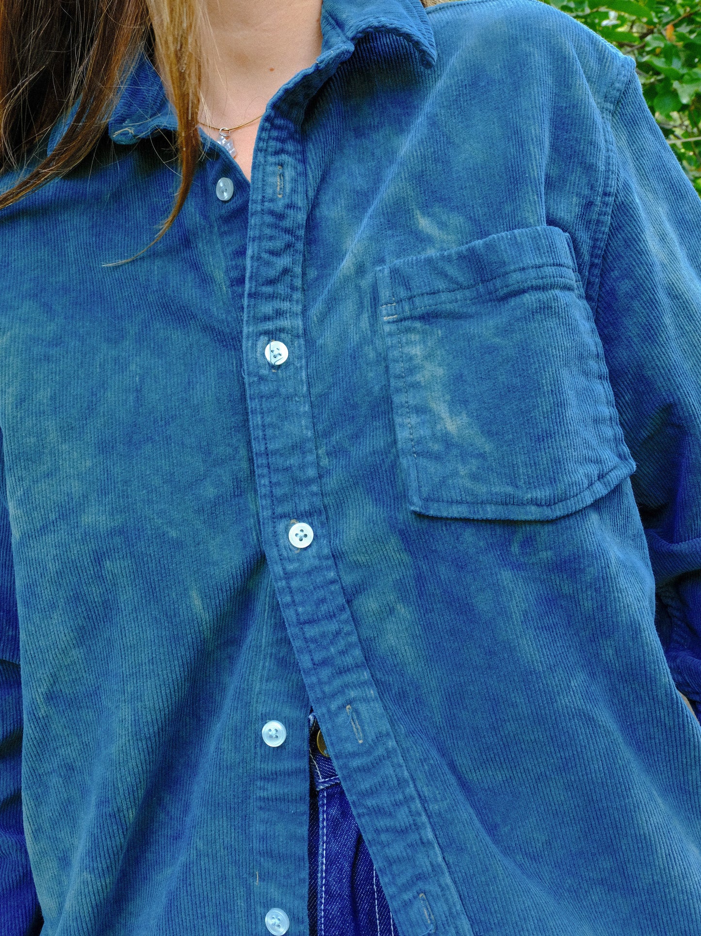 Indigo Corduroy Button Down Shirt