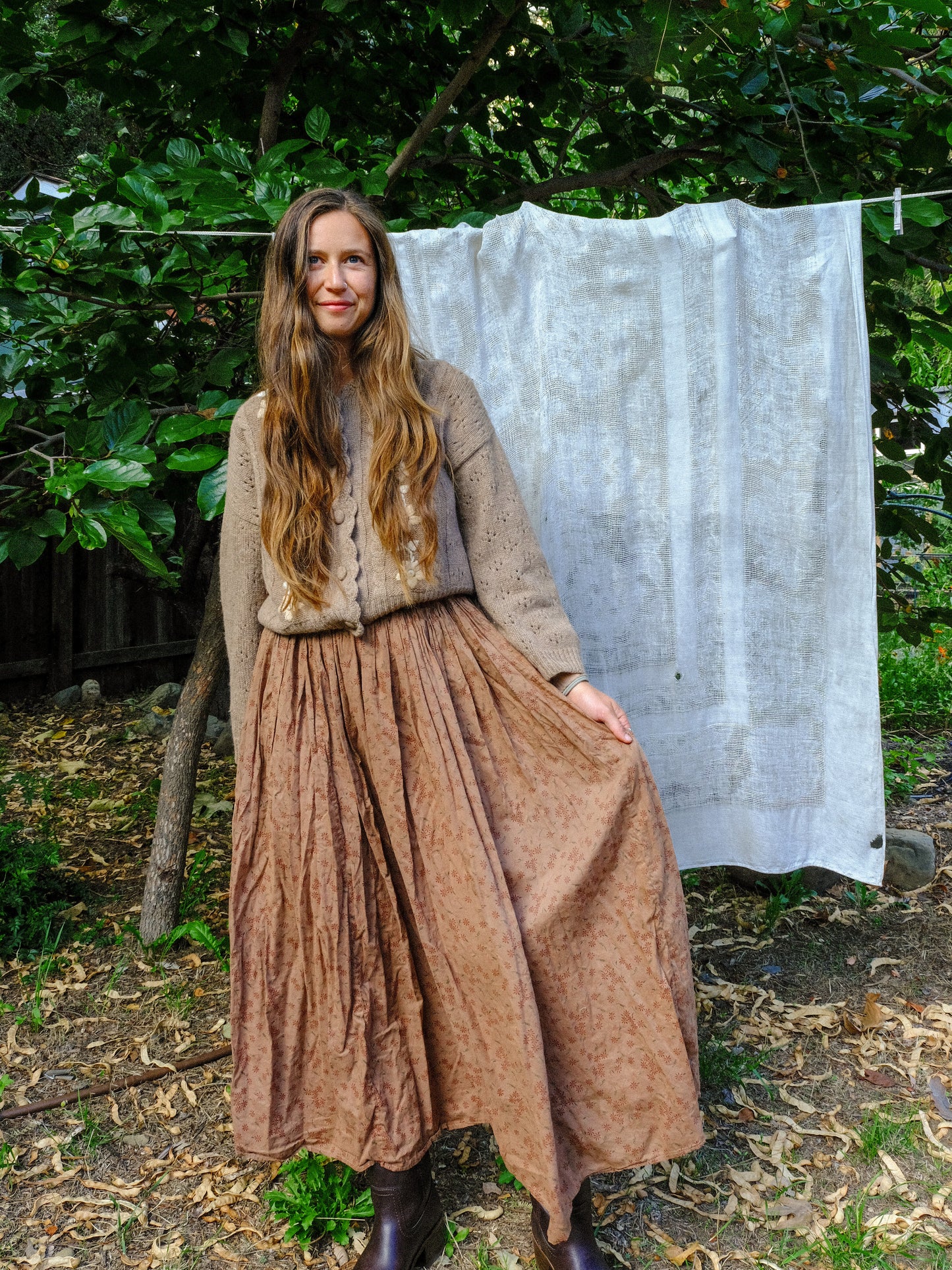 Seqouia Floral Elastic Waist Skirt