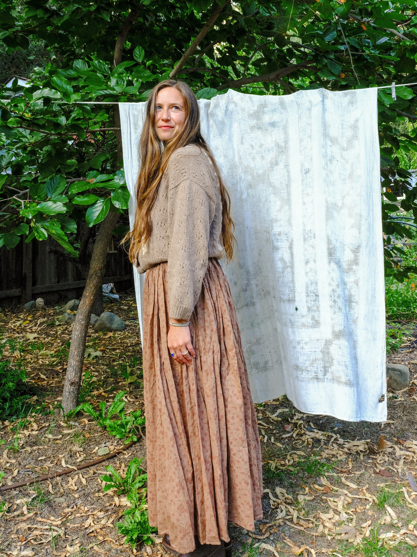 Seqouia Floral Elastic Waist Skirt