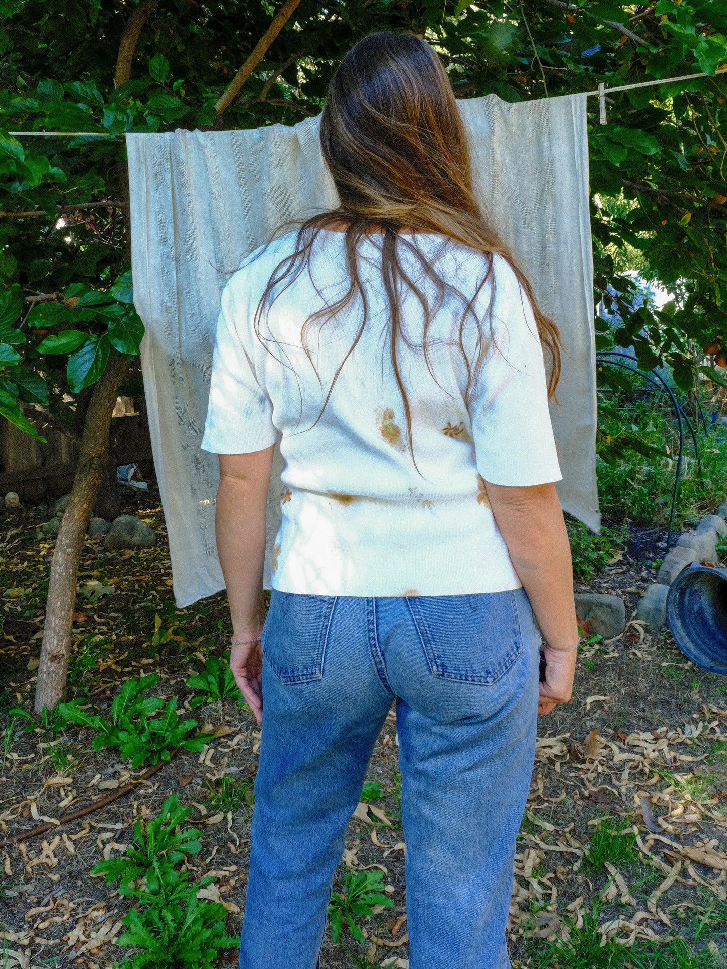 Eco-printed Ribbed Top