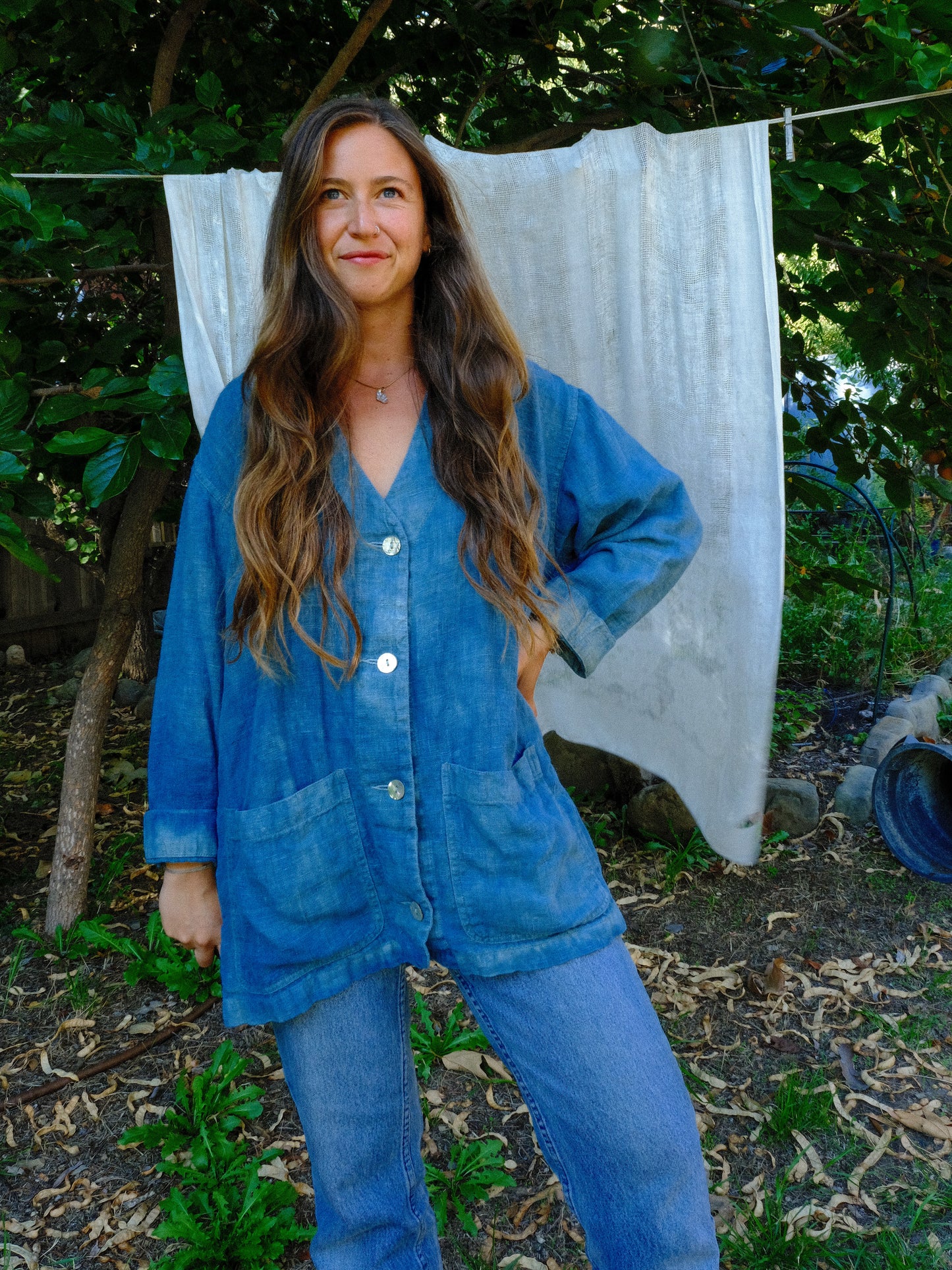 Indigo 100% Linen Oversized Tunic