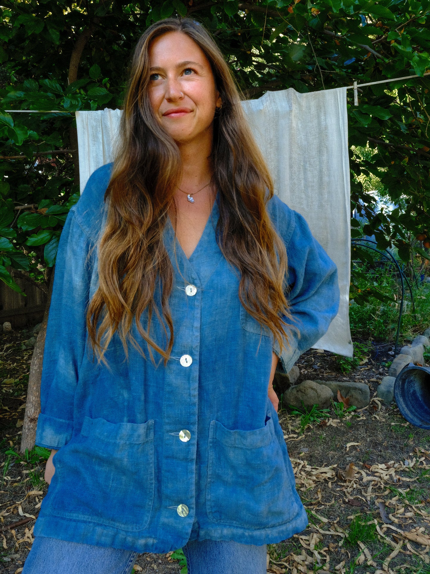 Indigo 100% Linen Oversized Tunic