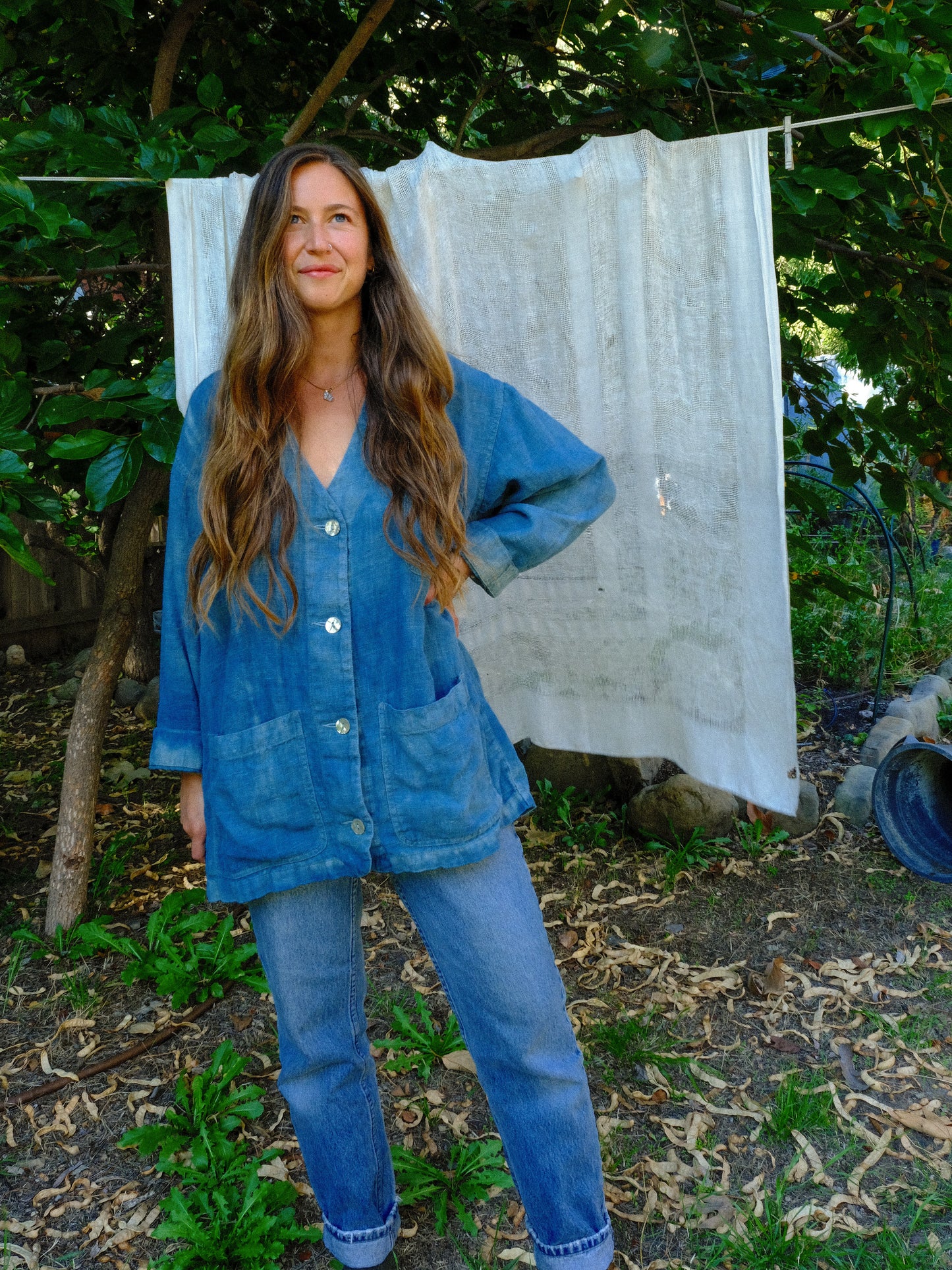 Indigo 100% Linen Oversized Tunic