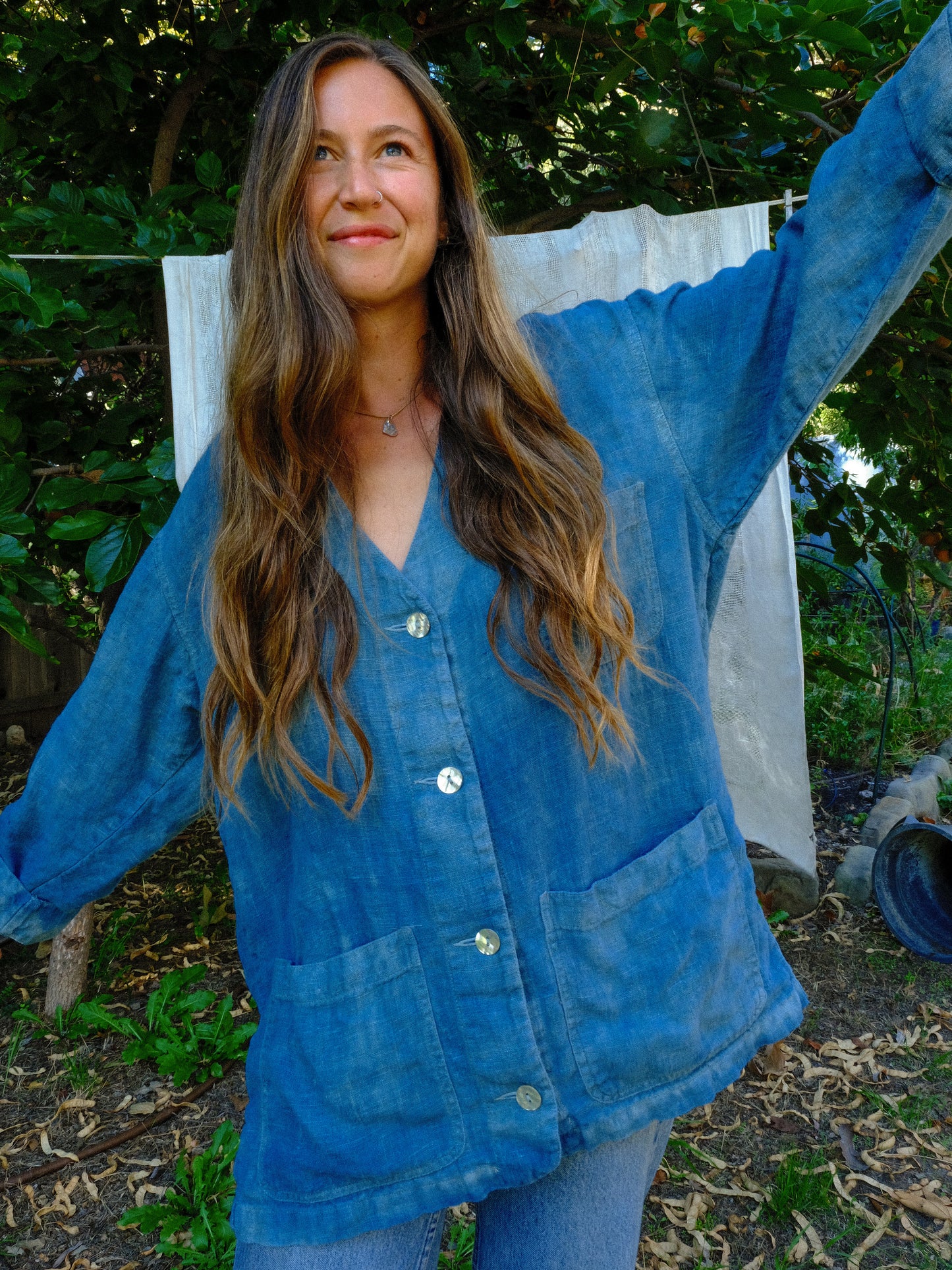 Indigo 100% Linen Oversized Tunic
