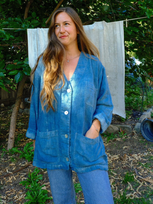 Indigo 100% Linen Oversized Tunic