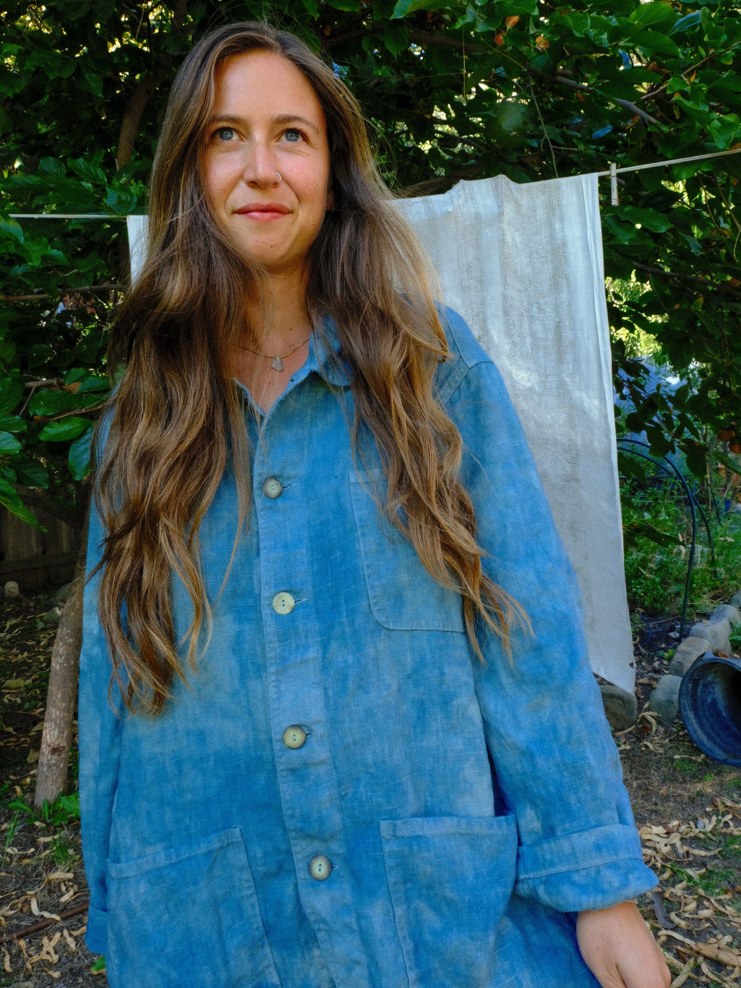 Indigo 100% Linen Oversized Jacket