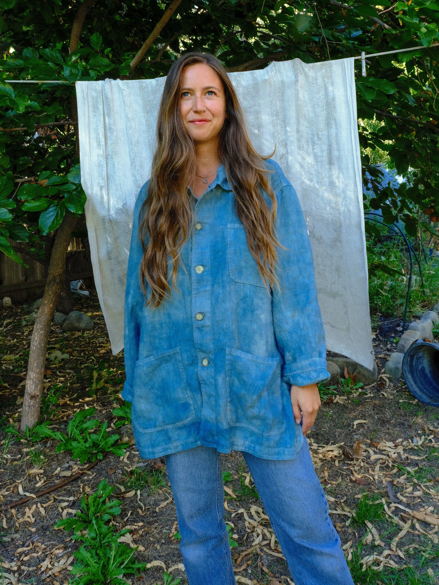 Indigo 100% Linen Oversized Jacket