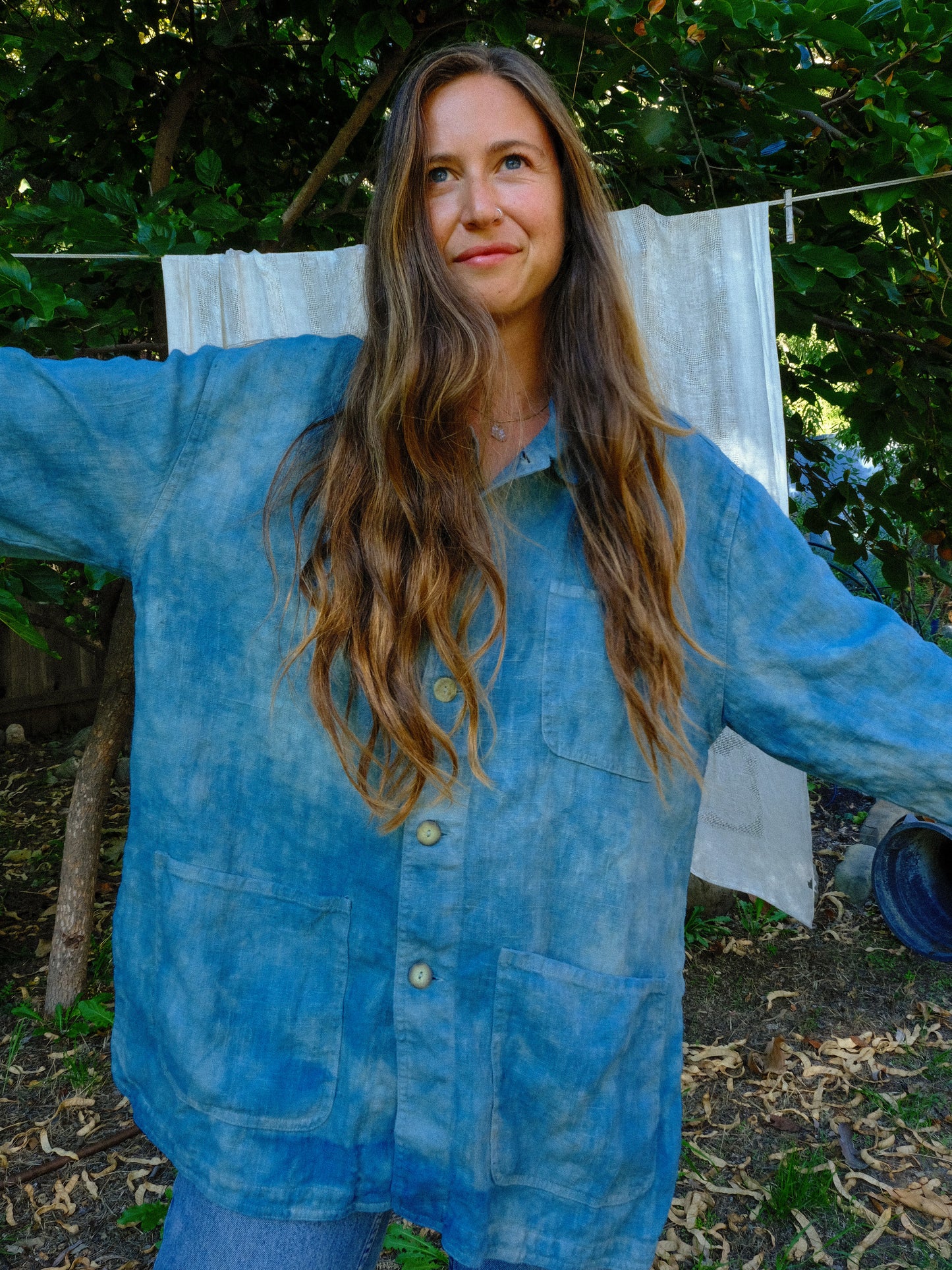 Indigo 100% Linen Oversized Jacket