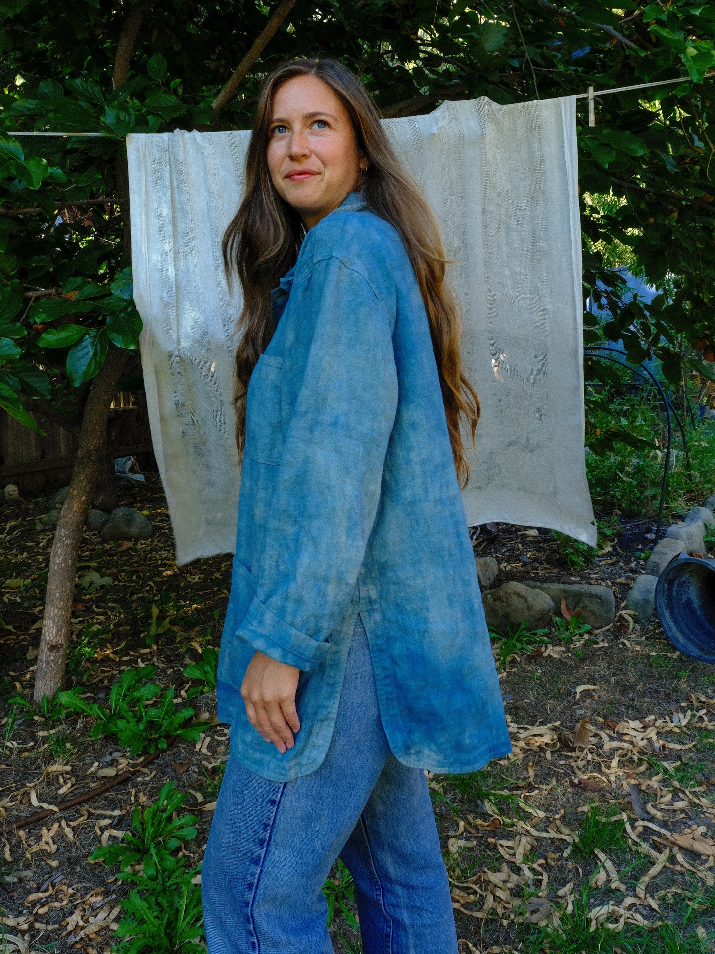 Indigo 100% Linen Oversized Jacket