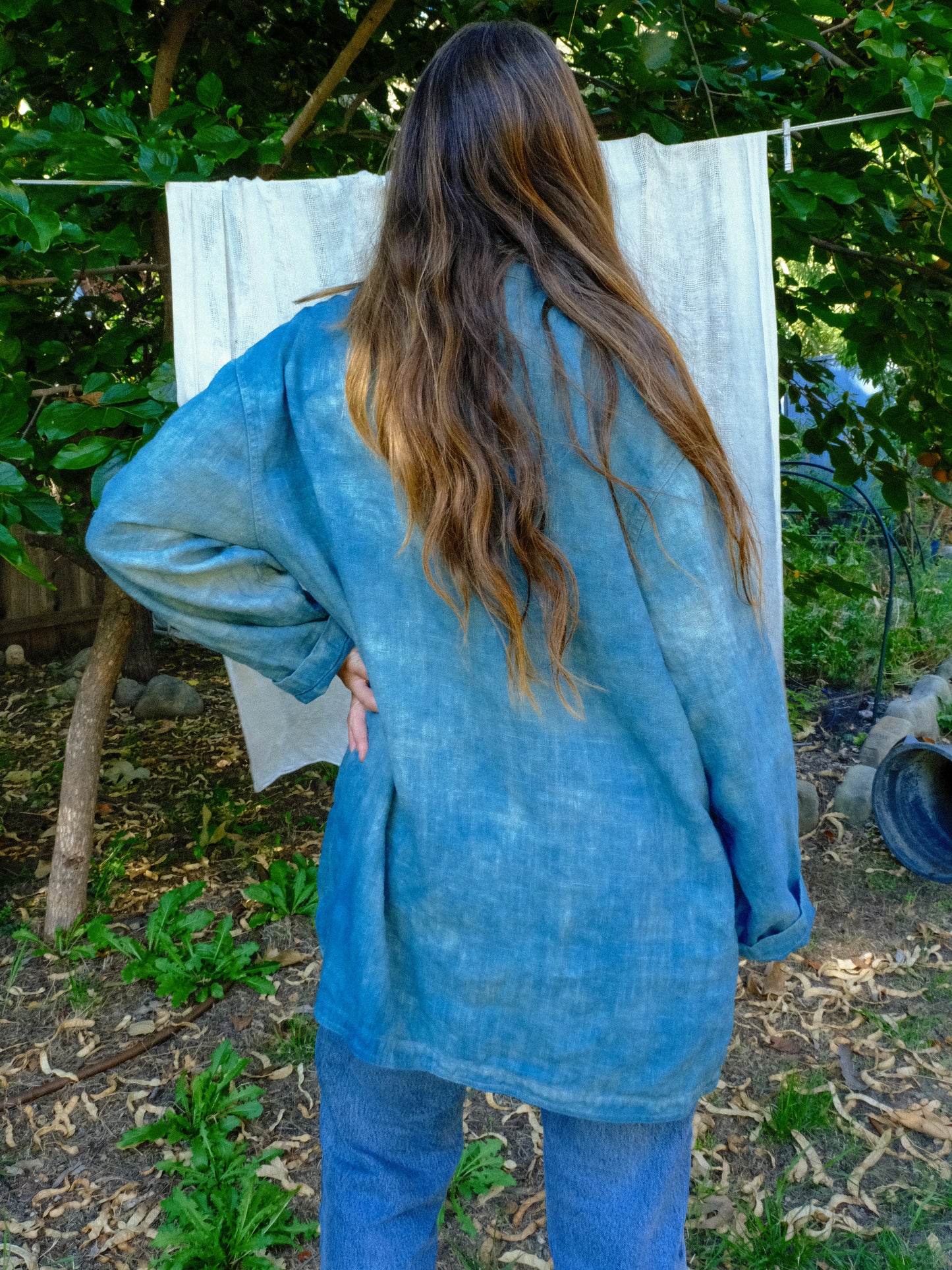 Indigo 100% Linen Oversized Jacket