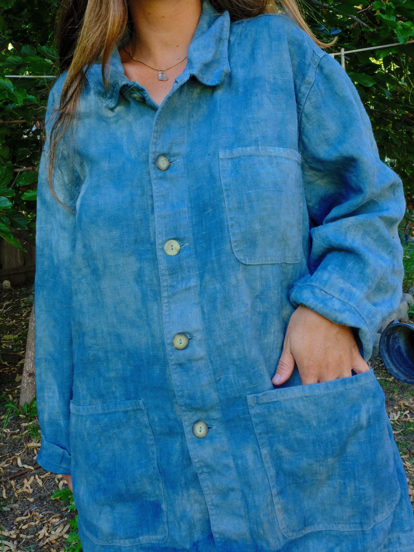 Indigo 100% Linen Oversized Jacket