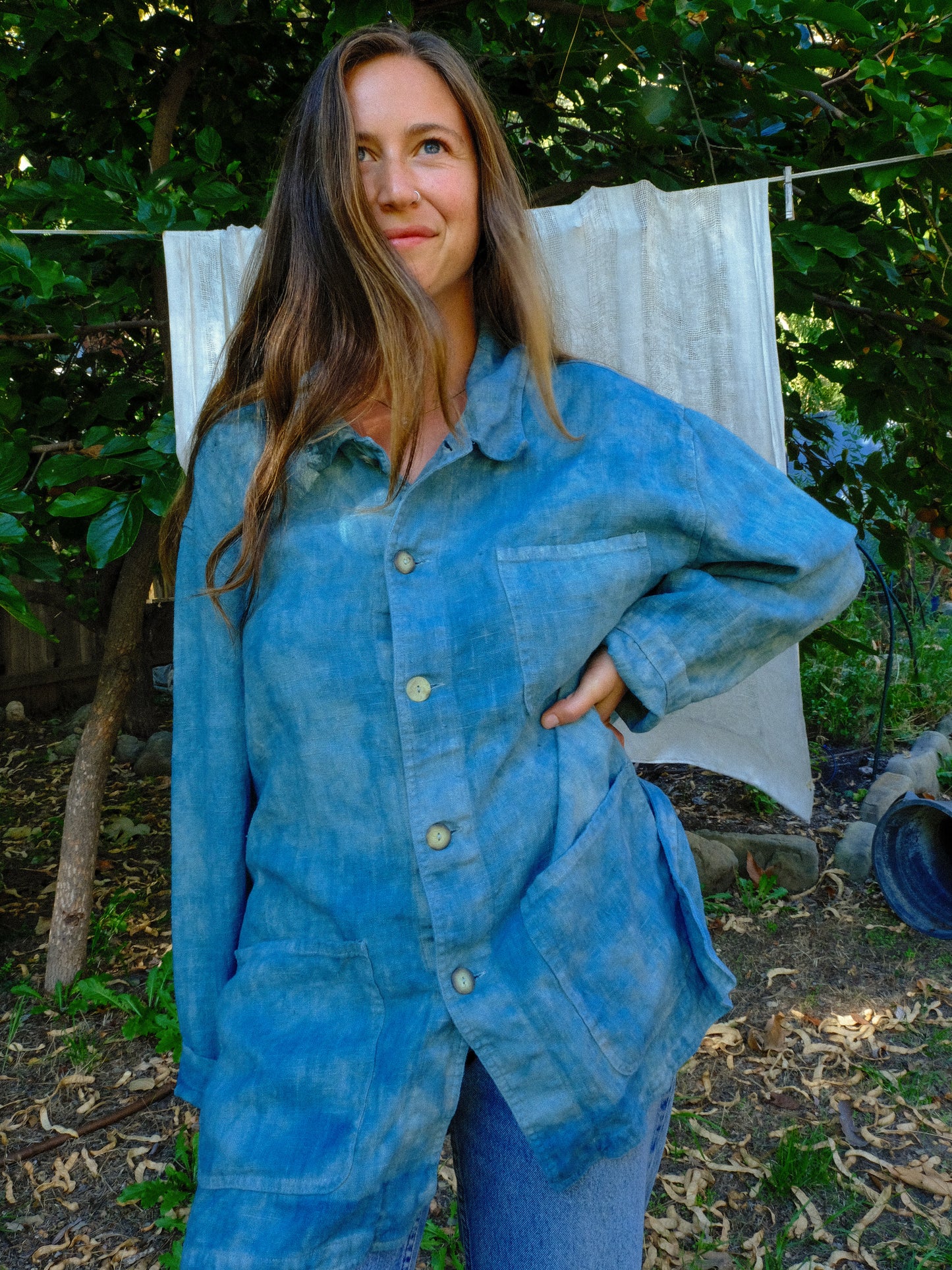 Indigo 100% Linen Oversized Jacket