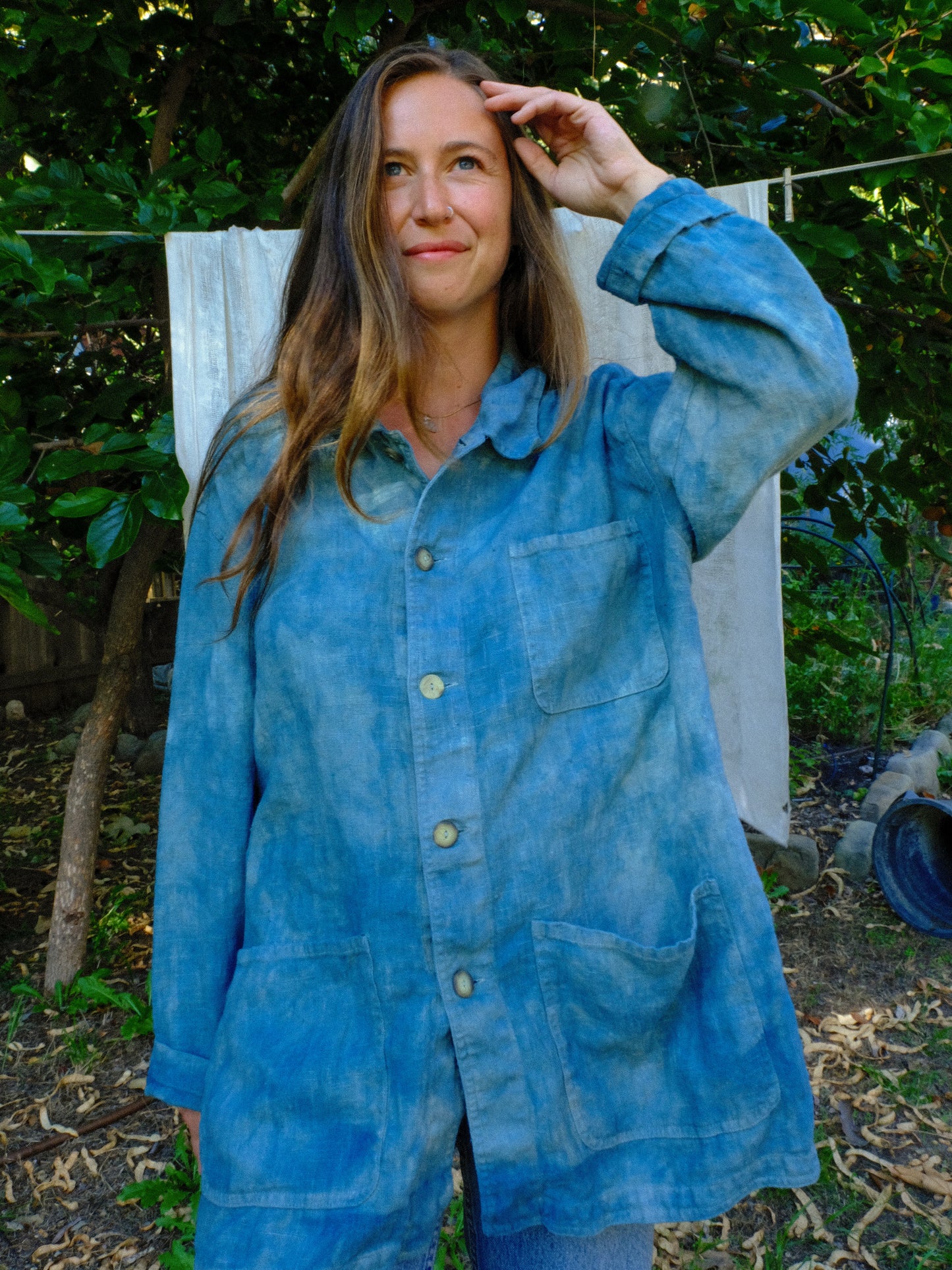 Indigo 100% Linen Oversized Jacket