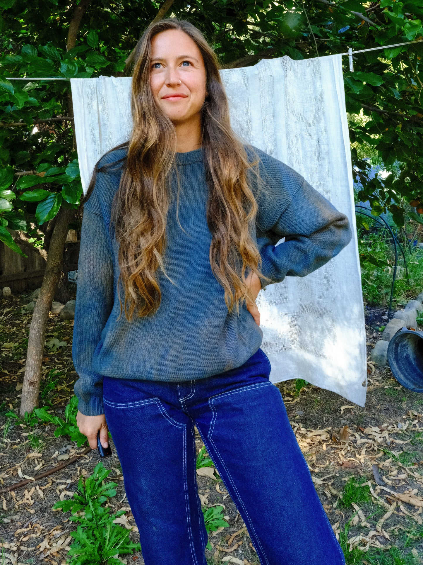 Indigo & Cutch Pullover Cotton Sweater