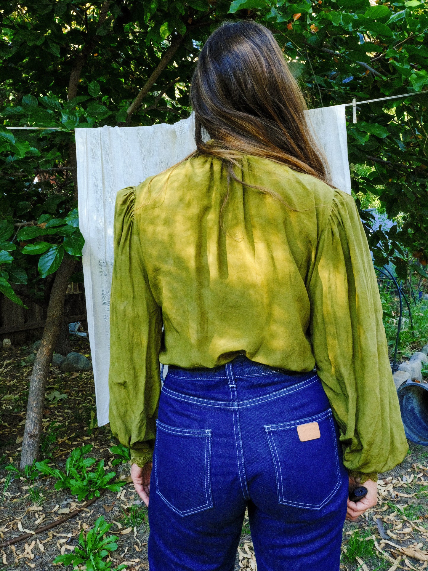 Marigold & Iron Silk Puff Shoulder Blouse